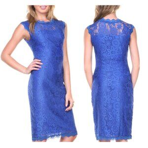 Stanzino Chic Blue Floral Lace Sleeveless Cocktail Midi Dress Size Small